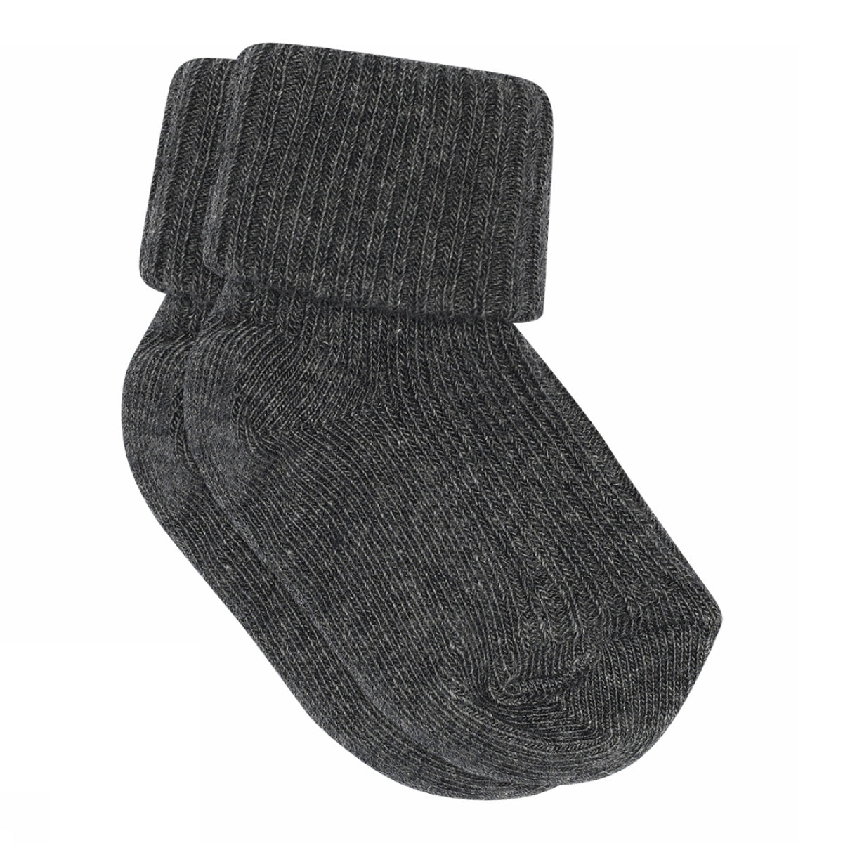 Cotton rib baby socks - Dark Grey Melange