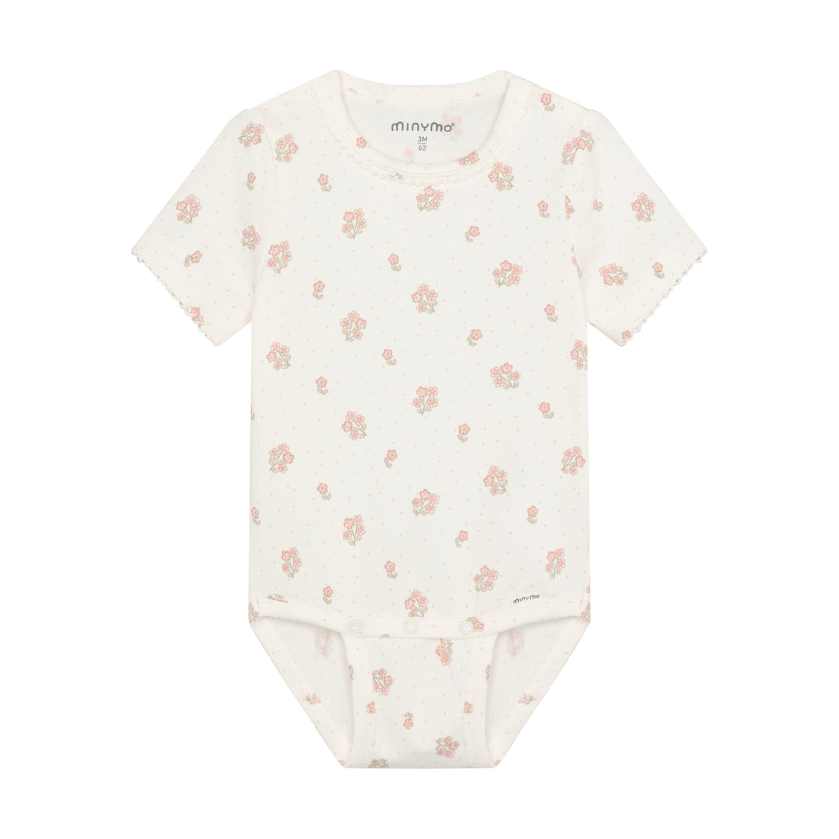 Minymo - Hvid kortærmet body med blomster 114302