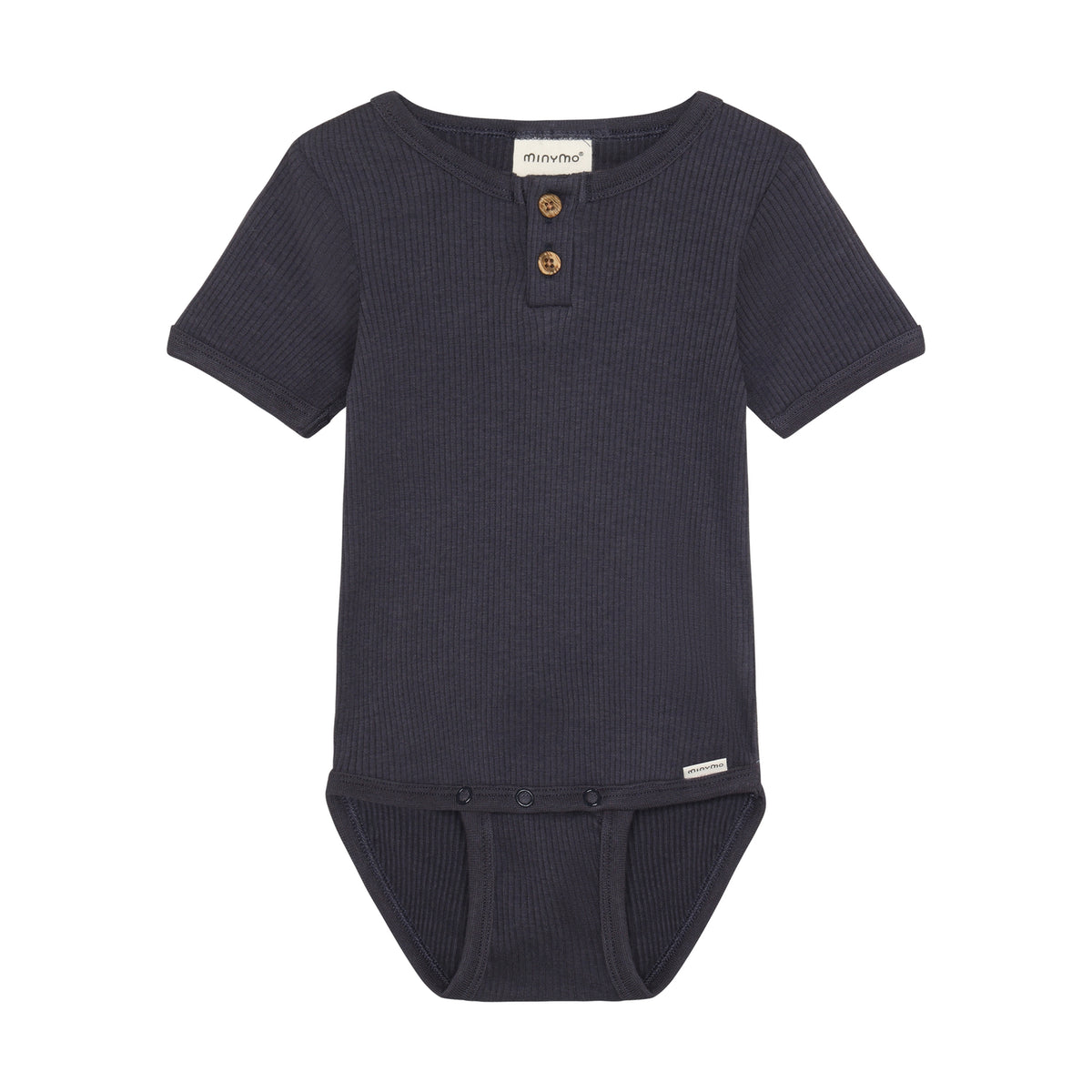 Minymo - Mørkeblå kort ærmet rib body 114345