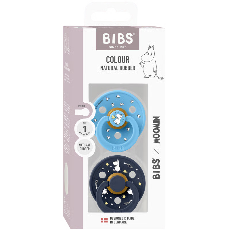 Bibs x Moomin Pacifier Colour 2 pack Good Night Latex Size 1 Breeze mix