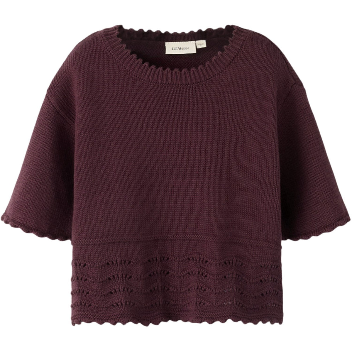 Lil'Atelier Catawba Grape Nmflola Ss Strik Top Lil