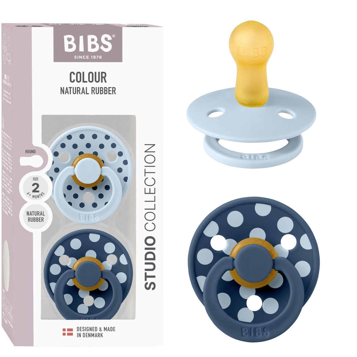 Bibs Baby Blue/Steel Blue Sut Studio Colour 2-Pak Polka Latex