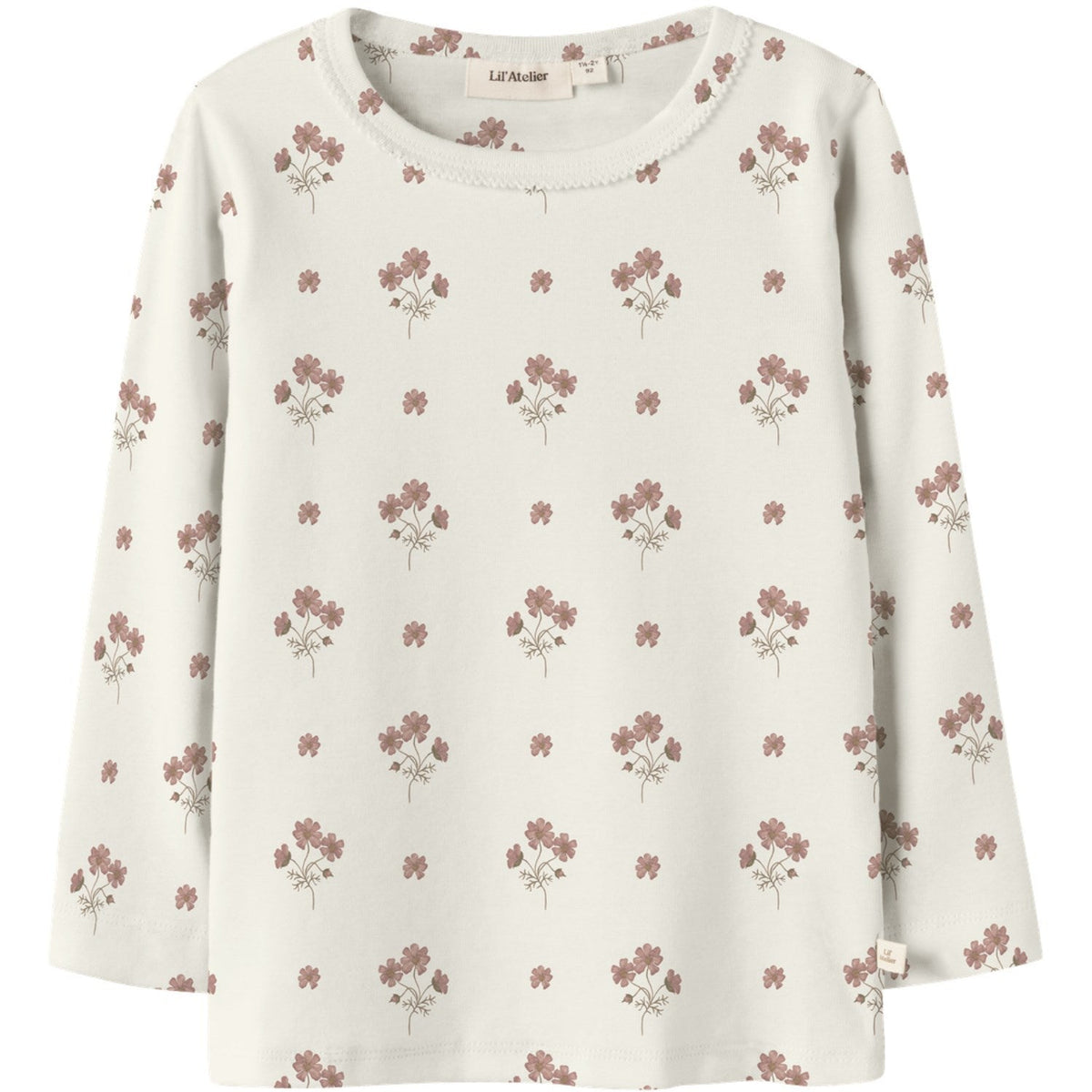 Lil'Atelier Coconut Milk Flower Pink Nmflayo Sig Ls Slim Top Lil
