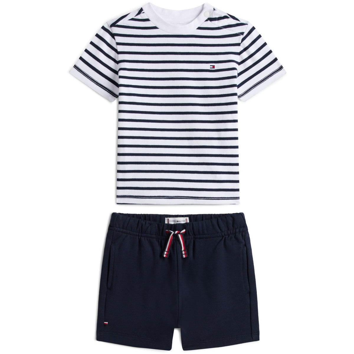 Tommy Hilfiger Dark Night Navy Essential Stripe Tee + Kort Sæt