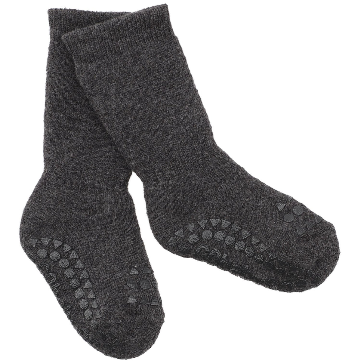 Gobabygo Dark Grey Melange Non-Slip Strømper Organic Terry Bomuld