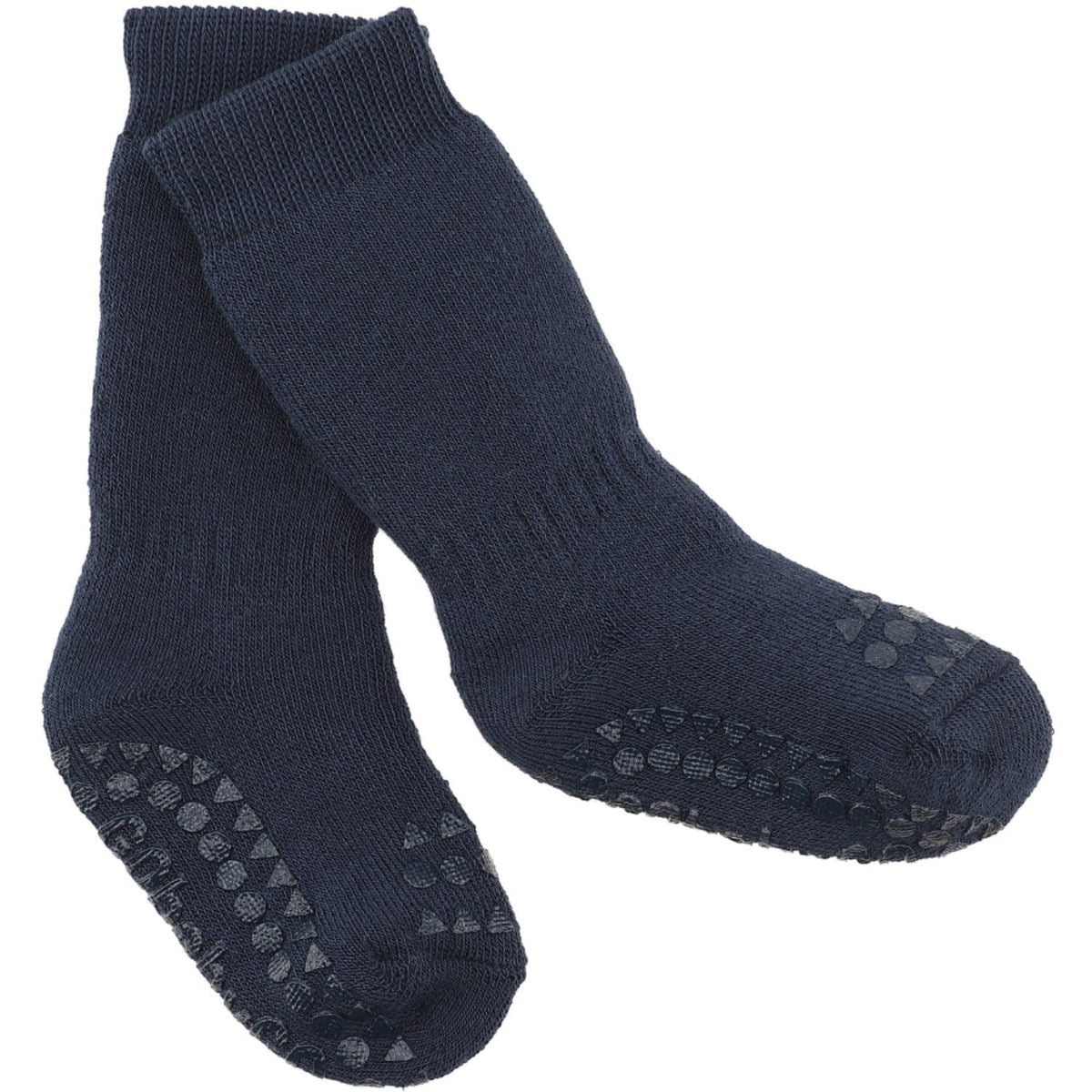 Gobabygo Navy Blue Non-Slip Strømper Organic Terry Bomuld