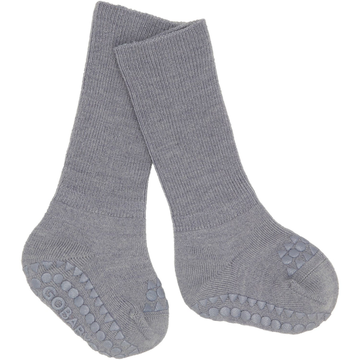 Gobabygo Grey Melange Non-Slip Strømper I Merino Uld