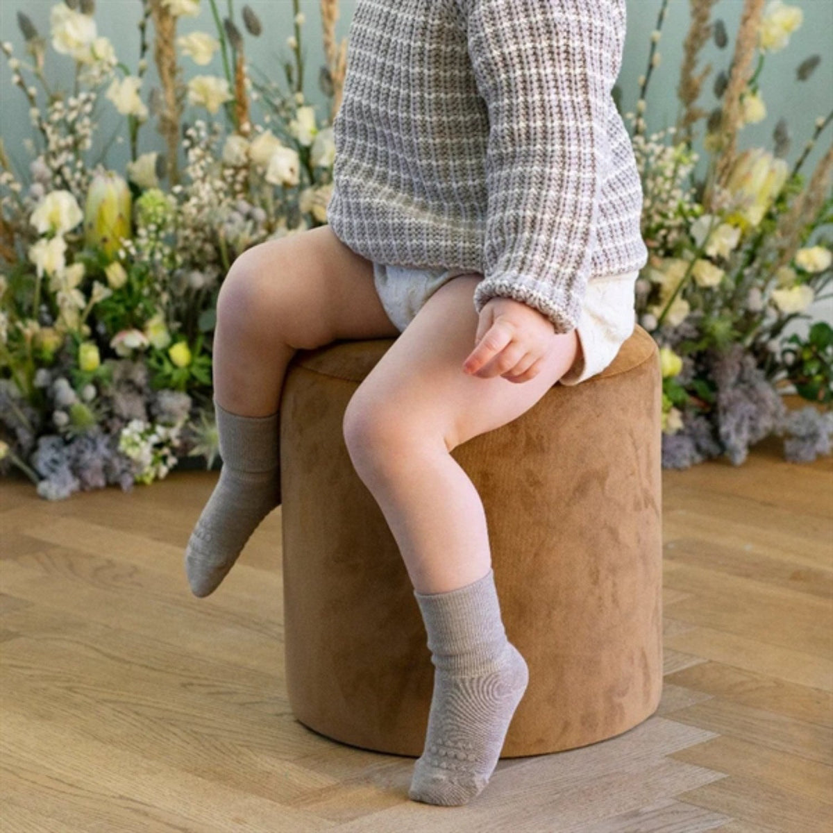 Gobabygo Sand Non-Slip Strømper I Merino Uld
