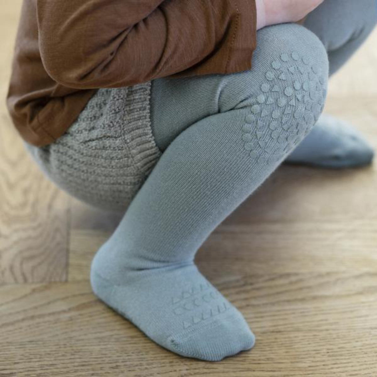 Gobabygo Dusty Blue Crawling Strømpebukser Organic Bomuld