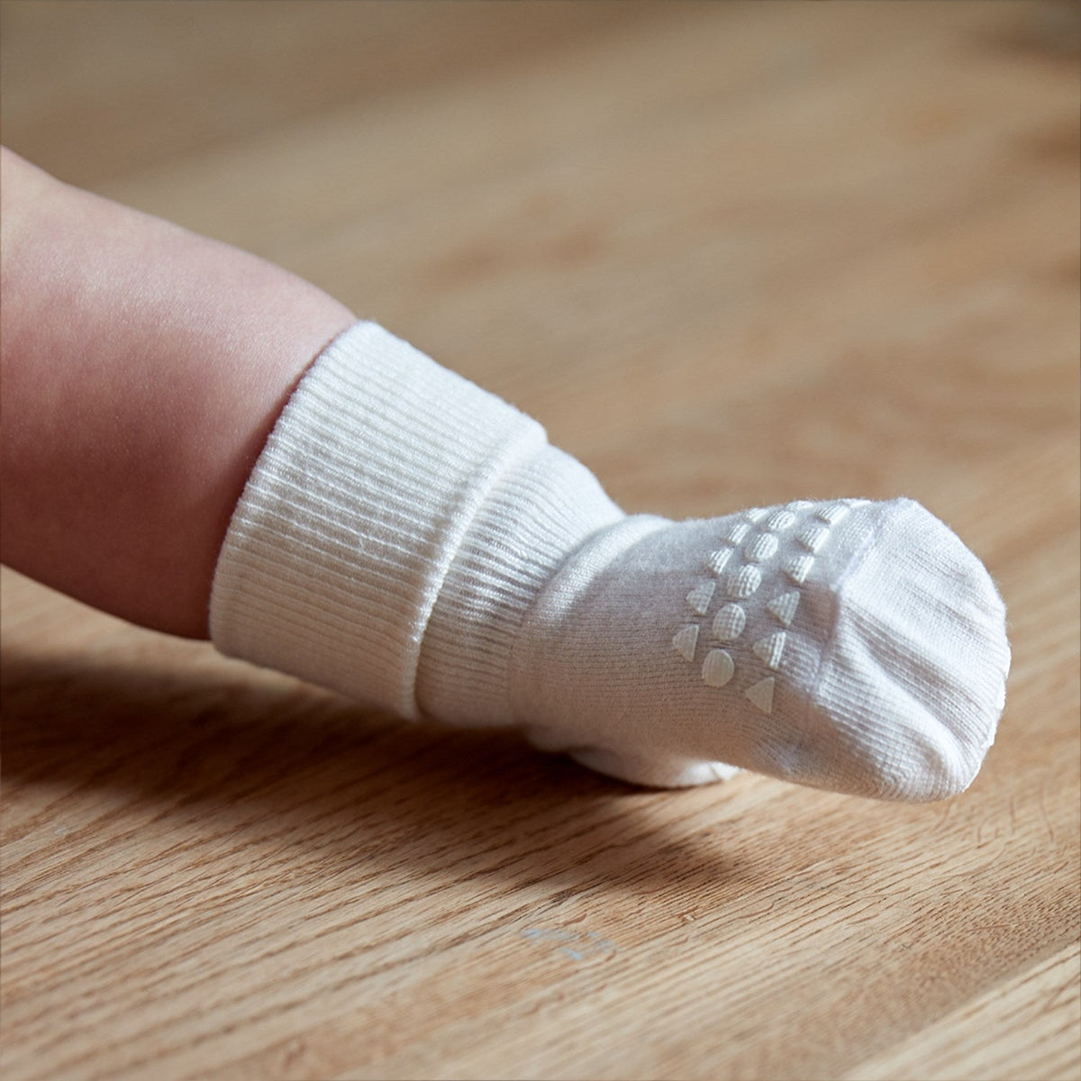 Gobabygo Off White Non-Slip Strømper Bambus