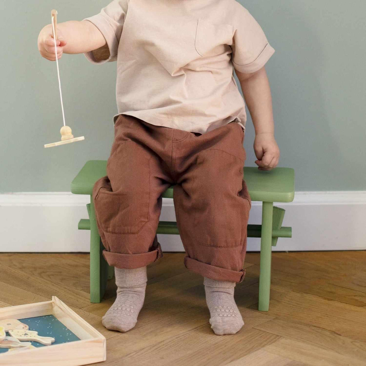 Gobabygo Sand Non-Slip Strømper Bambus