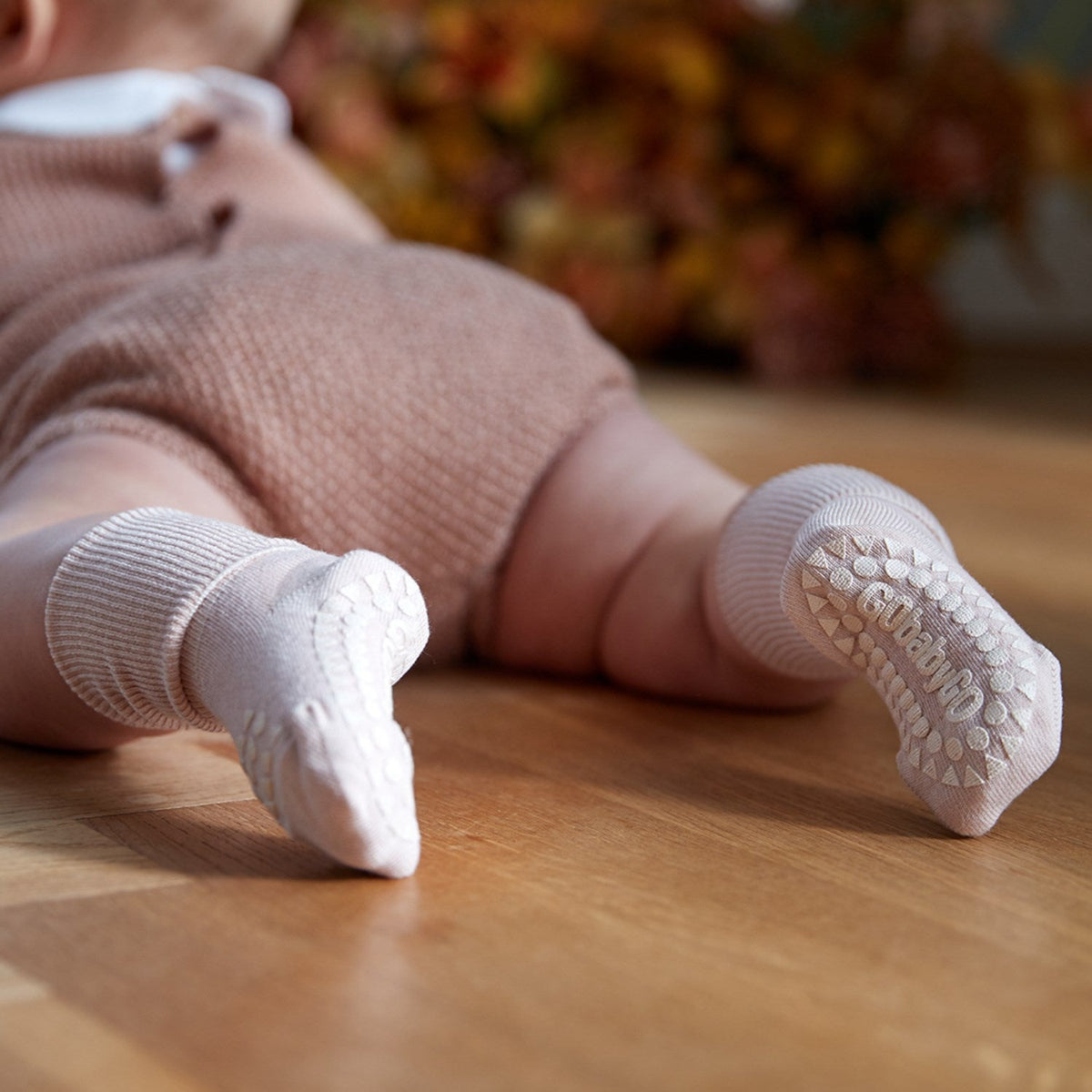 Gobabygo Soft Pink Non-Slip Strømper Bambus