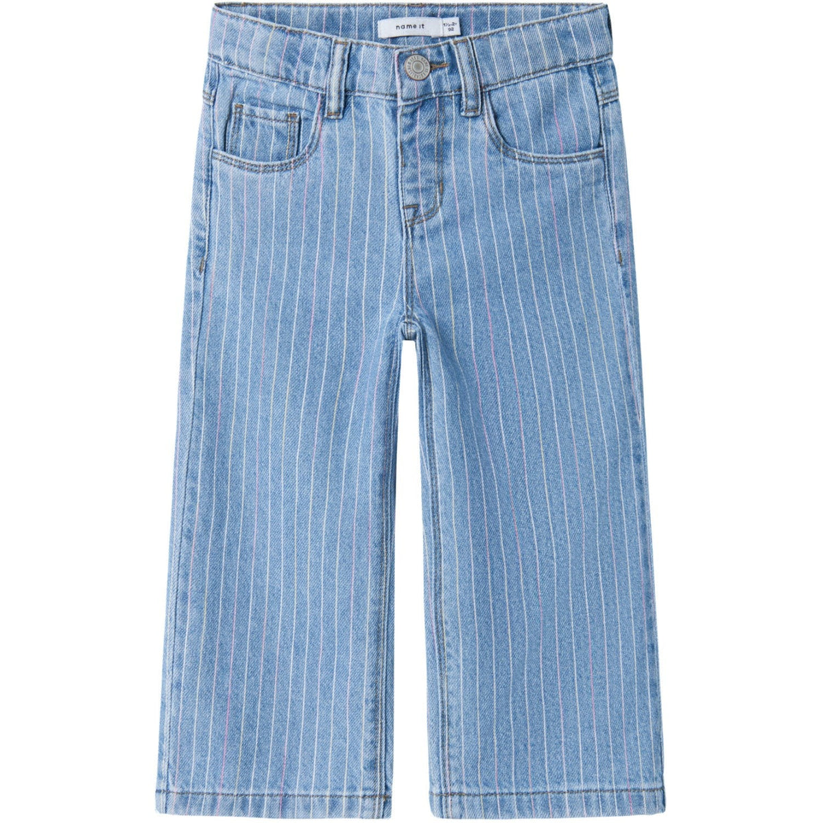 Name It Light Blue Denim Multi Rose Wide Stripe Jeans
