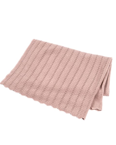 Smallstuff babytæppe - fishbone, merino uld - powder