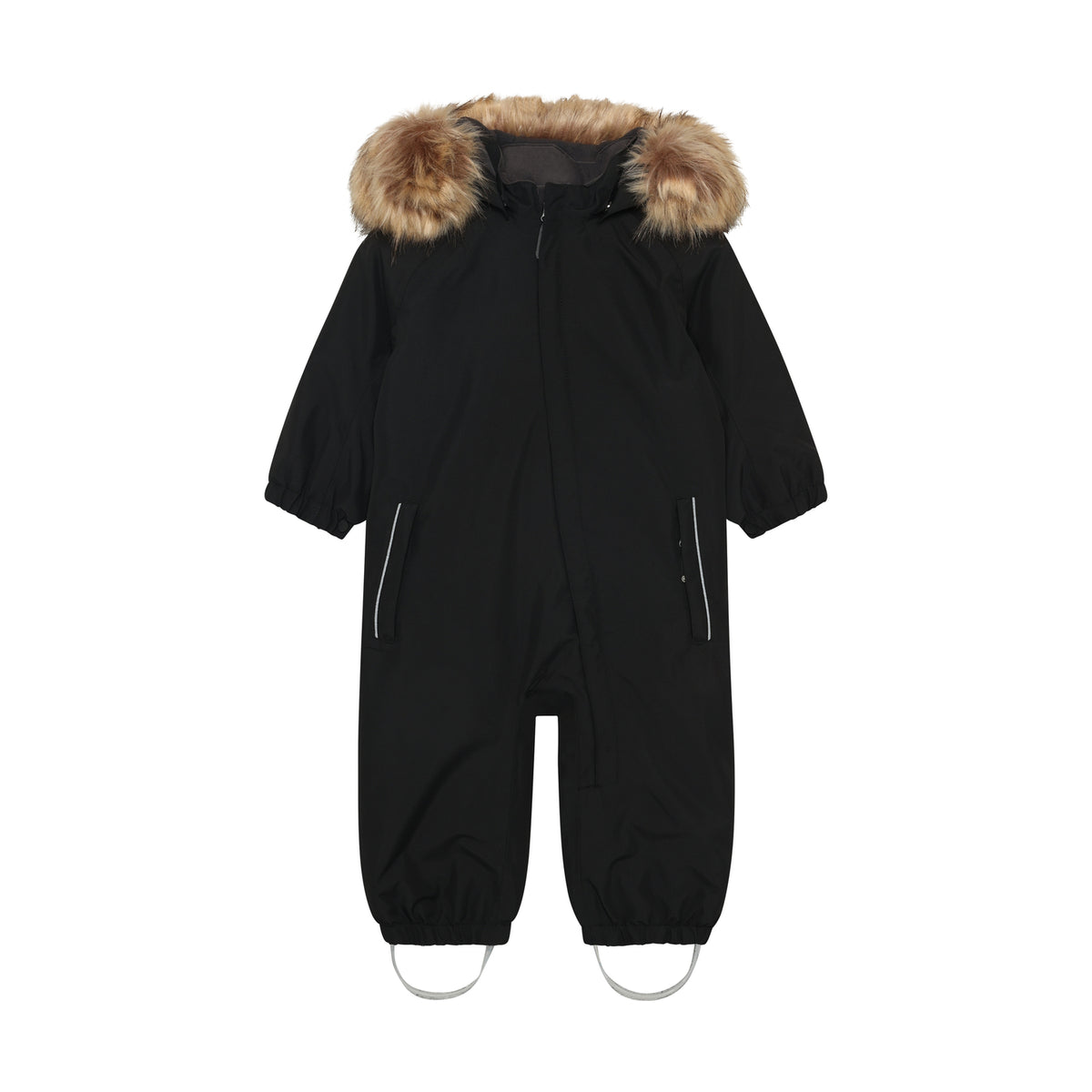 Color Kids Babyflyverdragt med kunstig pelskrave - Black