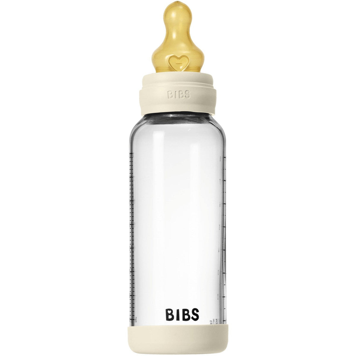 Bibs Ivory Glass Baby Flaske Round Latex Medium Flow