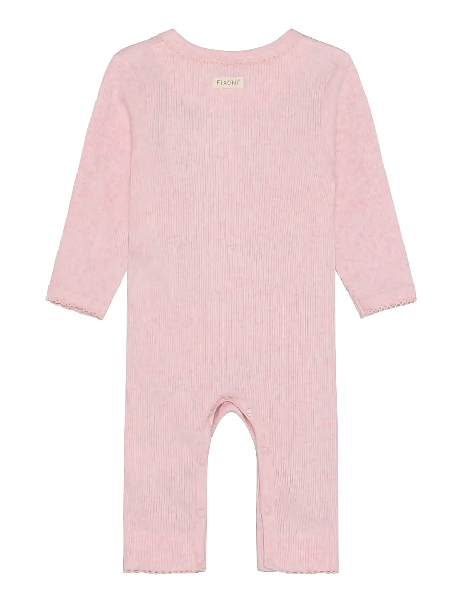 Fixoni Rompers LS Melange Rib - Lyserød Langærmede 423104