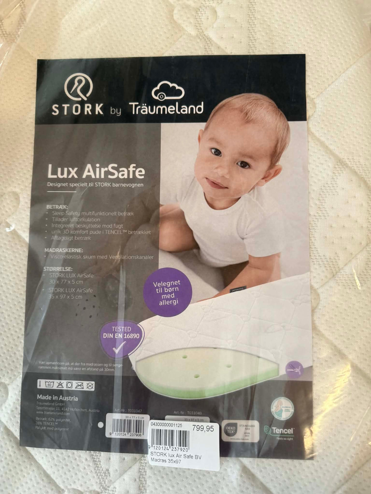 STORK Träumeland Barnevognsmadras Madras (Lux airsafe)  35x97cm