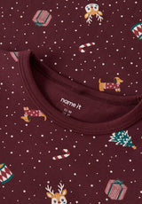 nmfvismas ls nightgown burgundy chrismas "jul"