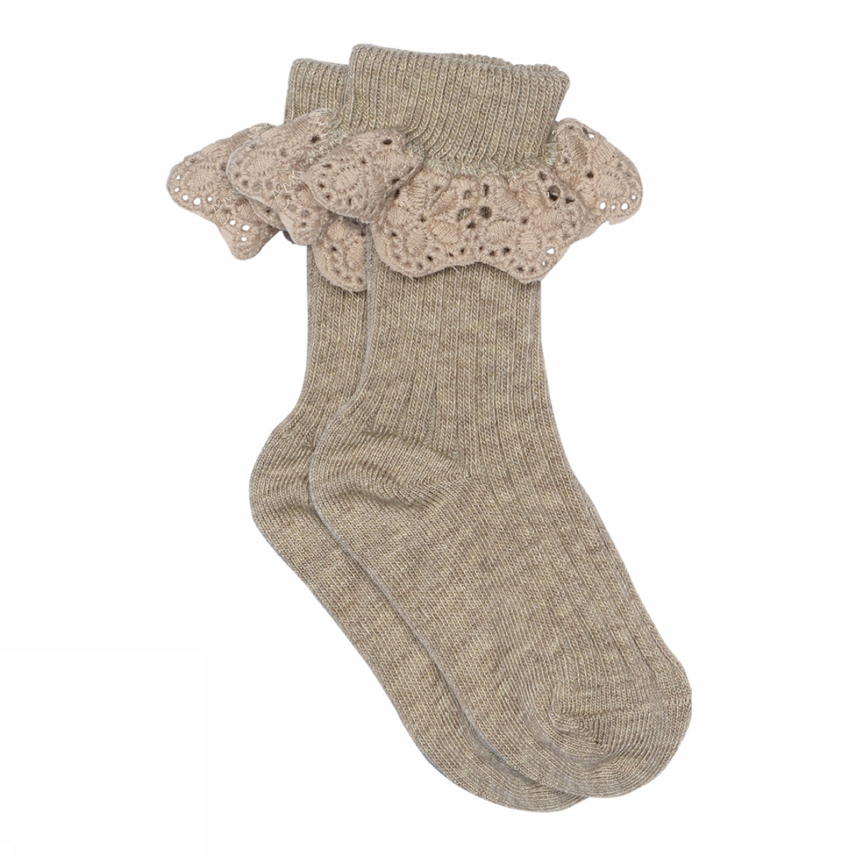 Lisa socks - lace - Light Brown Melange