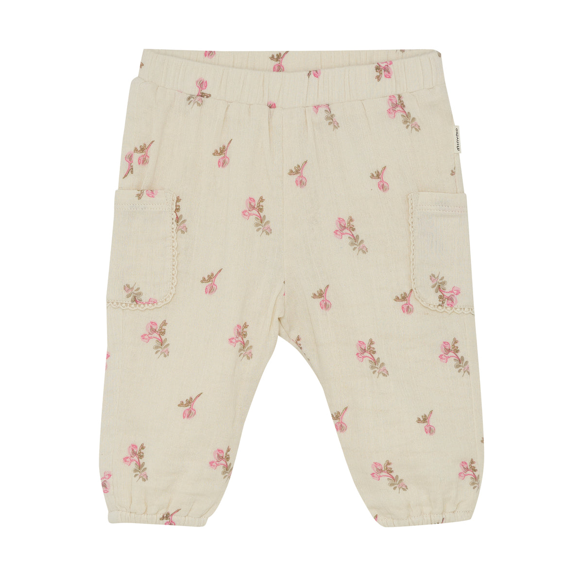 Minymo - Sandfarvede bukser med blomster 114280