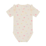 Minymo - Sand kort ærmet body med blomster 114343