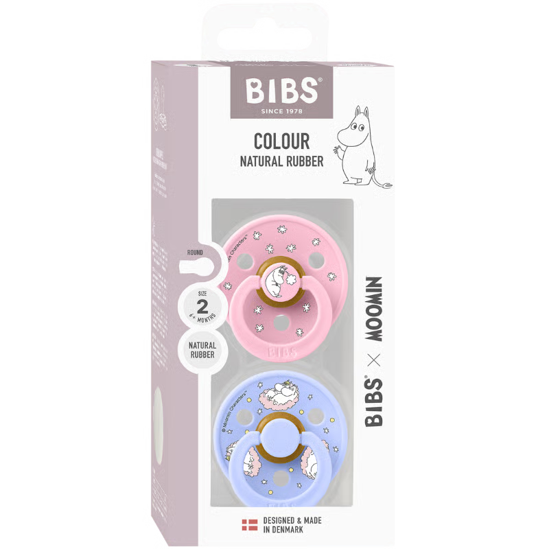 Bibs x Moomin Pacifier Colour 2 pack Dreaming Latex Size 2 Baby Pink mix