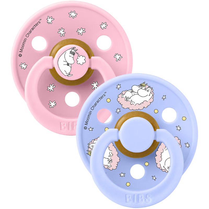 Bibs x Moomin Pacifier Colour 2 pack Dreaming Latex Size 2 Baby Pink mix