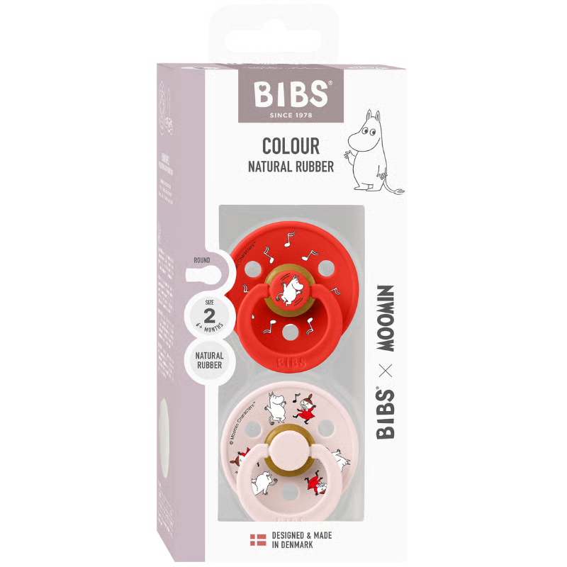 Bibs x Moomin Pacifier Colour 2 pack Dancing Latex Size 2 Candy Apple mix