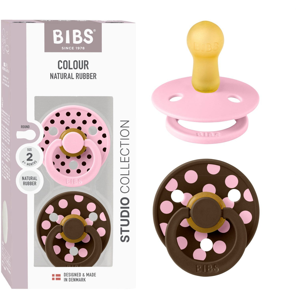 Bibs Baby Pink/Mocha Sut Studio Colour 2-Pak Polka Latex