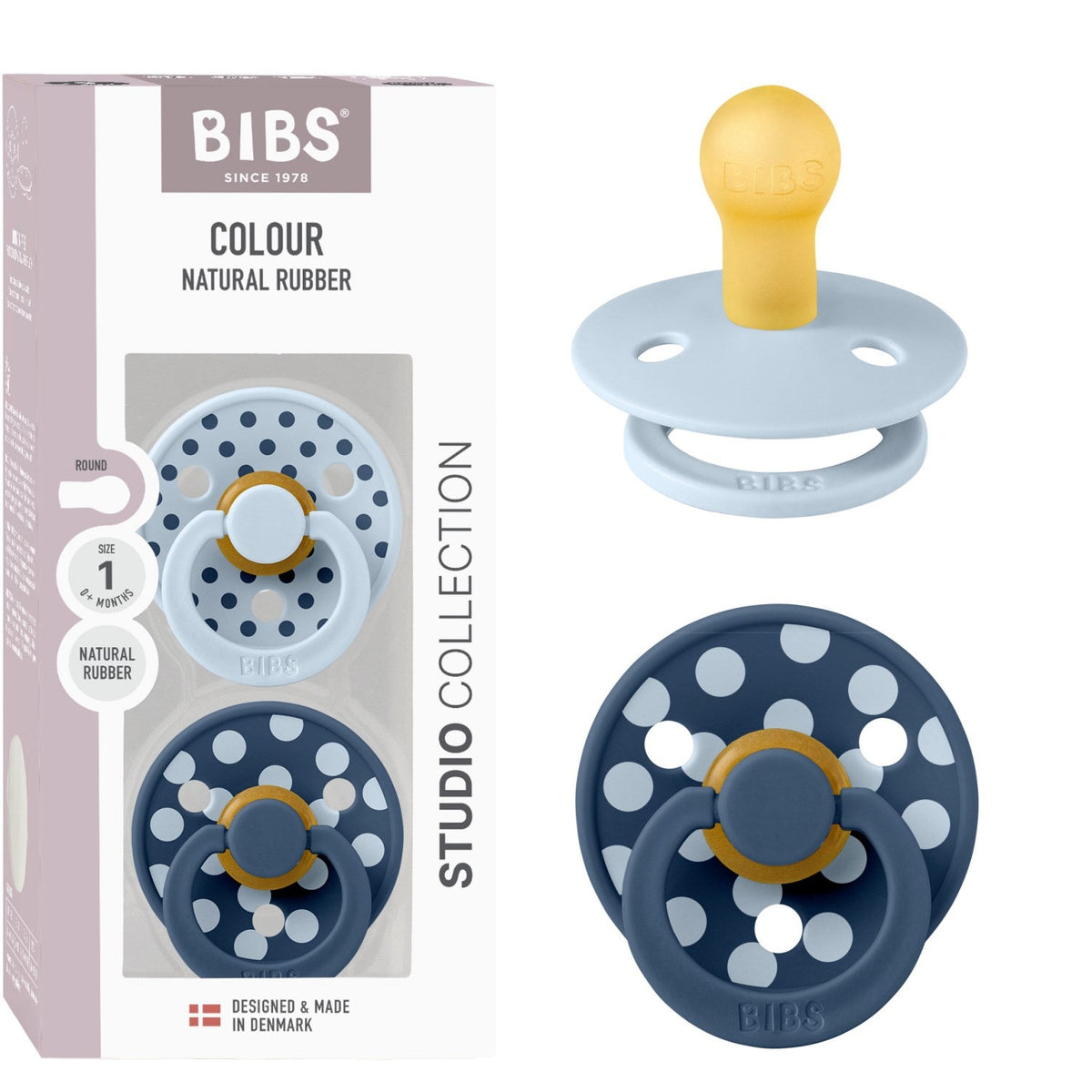 Bibs Baby Blue/Steel Blue Sut Studio Colour 2-Pak Polka Latex