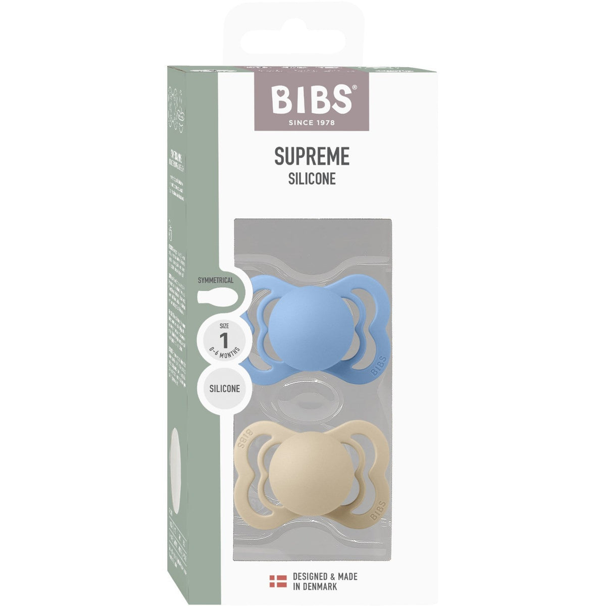 Bibs Vanilla/Sky Blue Sut Supreme 2-Pak Silikone