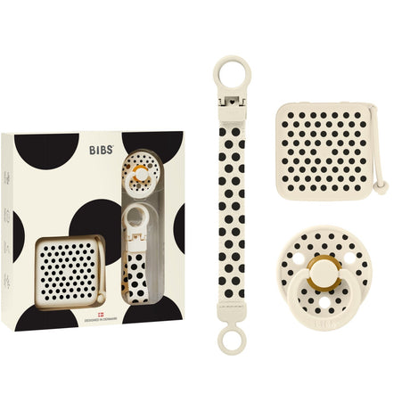 Bibs Ivory Black Gavesæt Polka Soothe & Go Latex