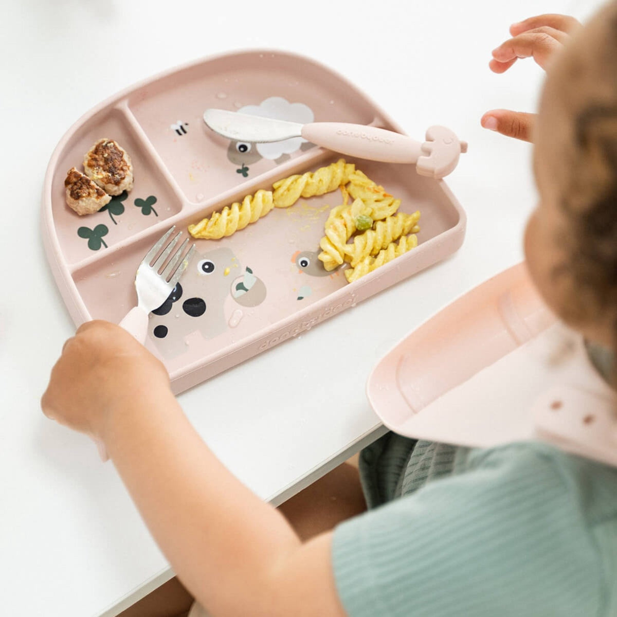 DonebyDeer Tiny Farm Powder Stick&Stay Inddelt Tallerken