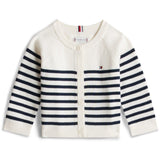 Tommy Hilfiger Ivory Silk Stripes Essential Regular Cardigan Ls