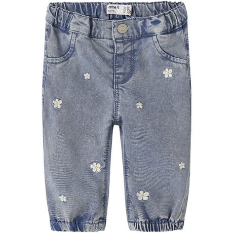 Name It Light Blue Denim Flowers Nbfrose Shaped R Emb Jeans 5321-Yb H