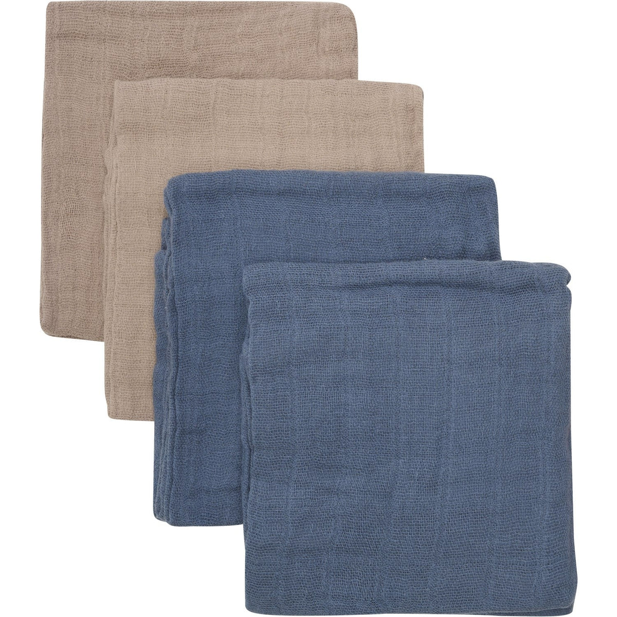 Pippi China Blue Økologiske Stofbleer Muslin 4-pak
