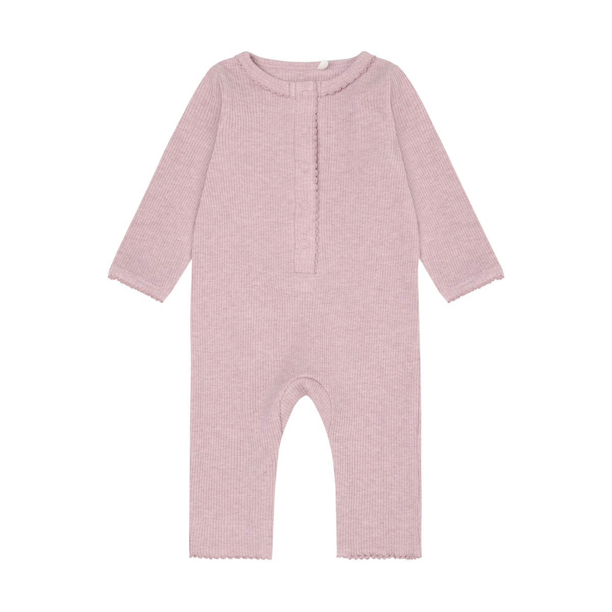Romper LS Melange Rib - Pale Mauve Melange