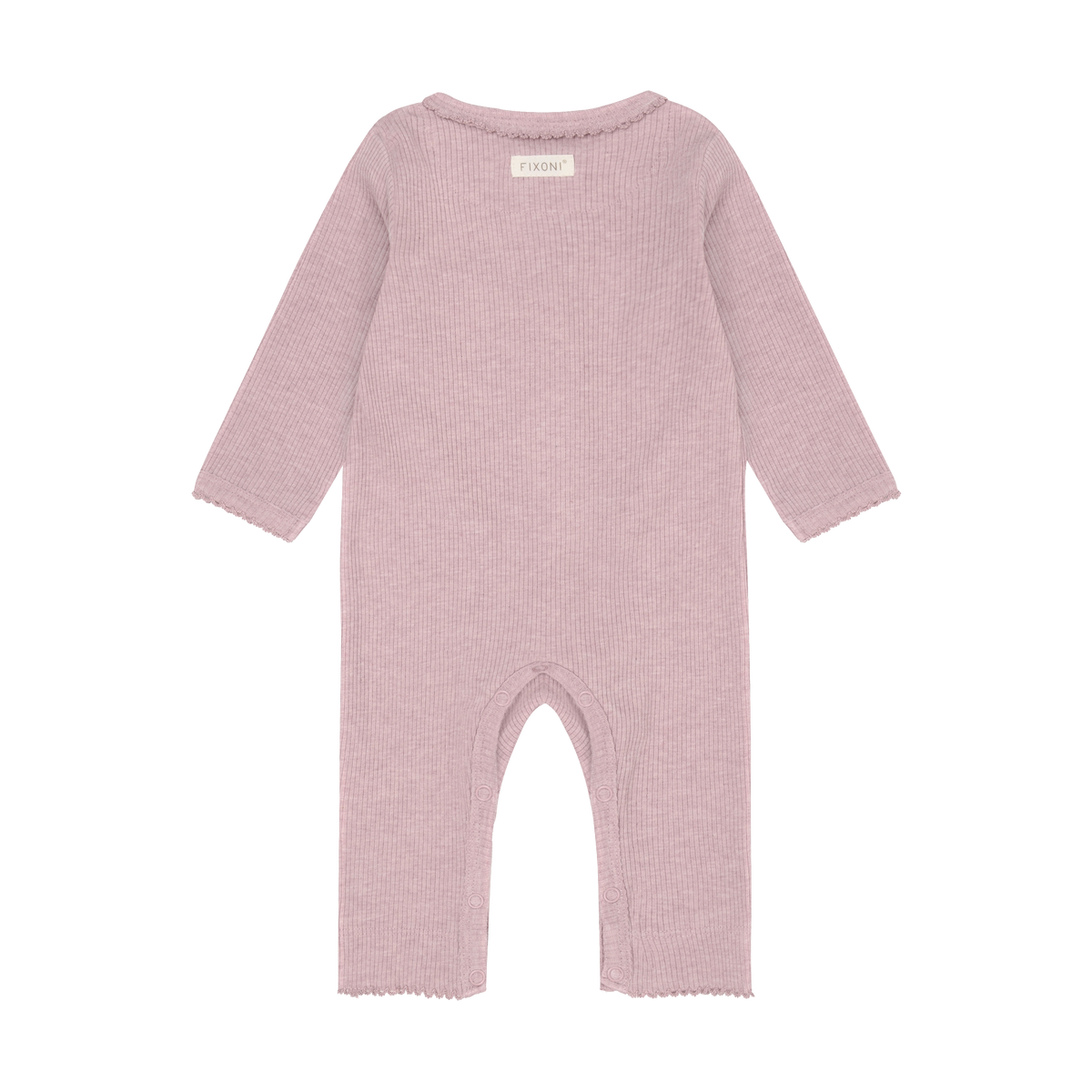 Romper LS Melange Rib - Pale Mauve Melange