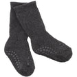 Gobabygo Dark Grey Melange Non-Slip Strømper Organic Terry Bomuld
