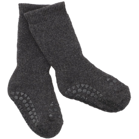 Gobabygo Dark Grey Melange Non-Slip Strømper Organic Terry Bomuld