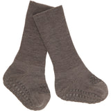 Gobabygo Brown Melange Non-Slip Strømper I Merino Uld