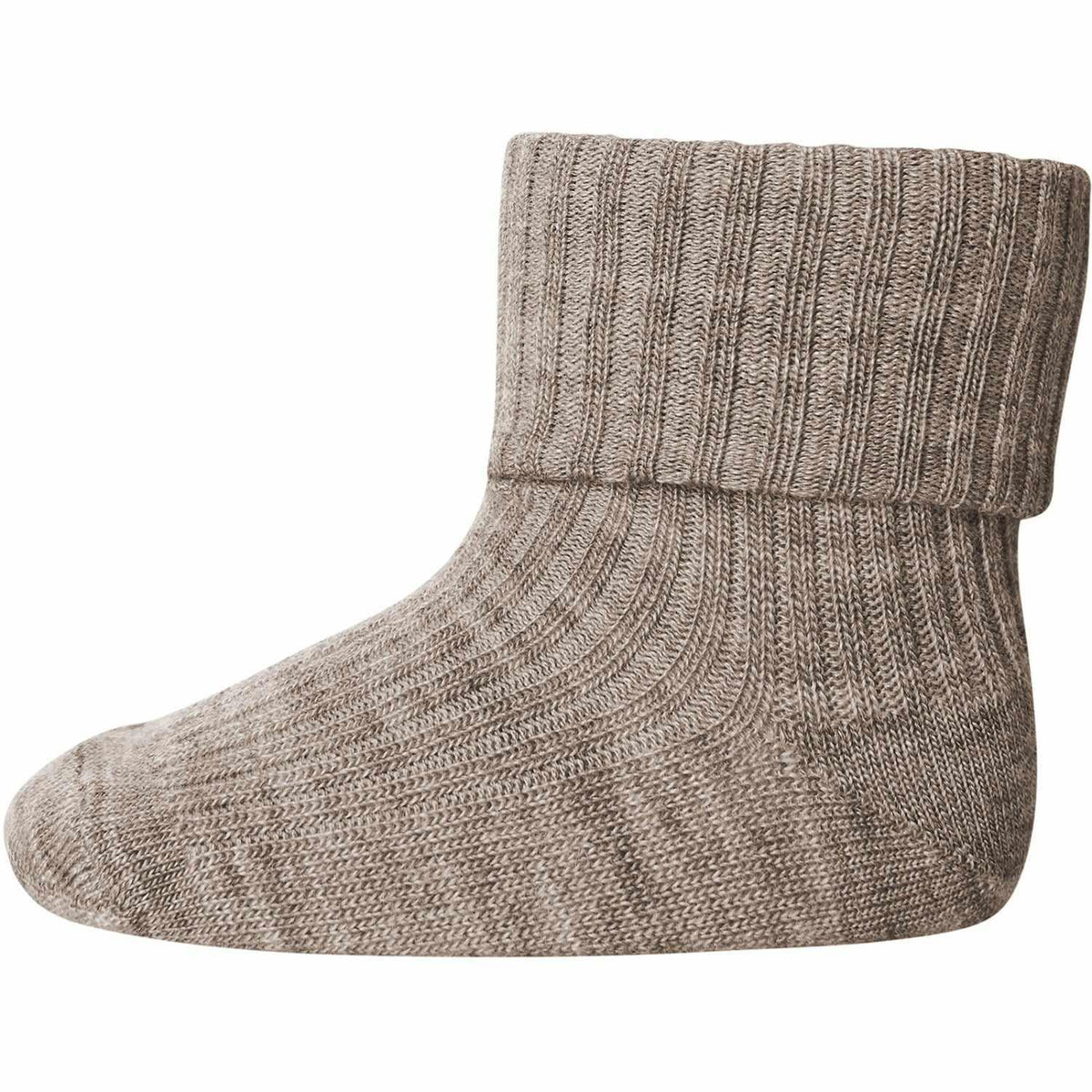 Mp Danmark Light Brown Melange Uld Rib Baby Strømper