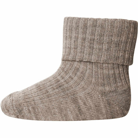 Mp Danmark Light Brown Melange Uld Rib Baby Strømper