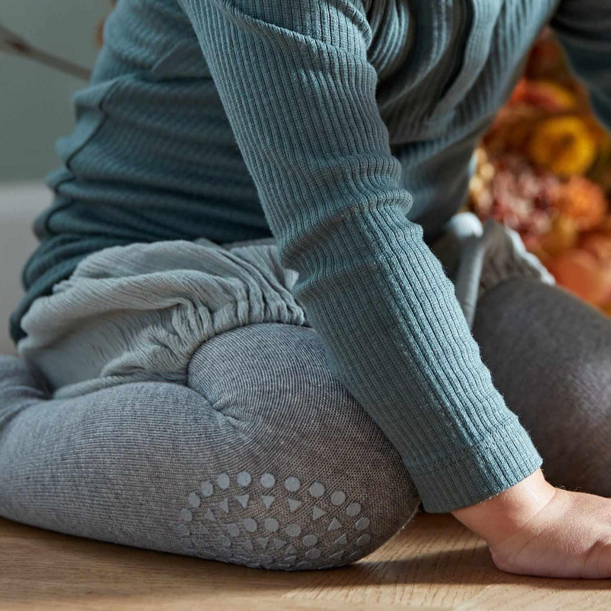 Gobabygo Grey Melange Crawling Strømpebukser Organic Bomuld