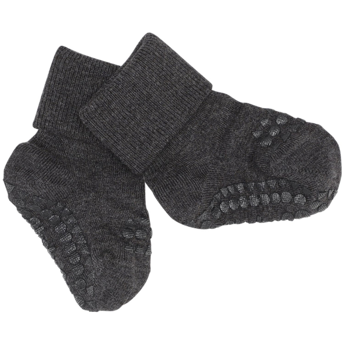 Gobabygo Dark Grey Melange Non-Slip Strømper Bambus