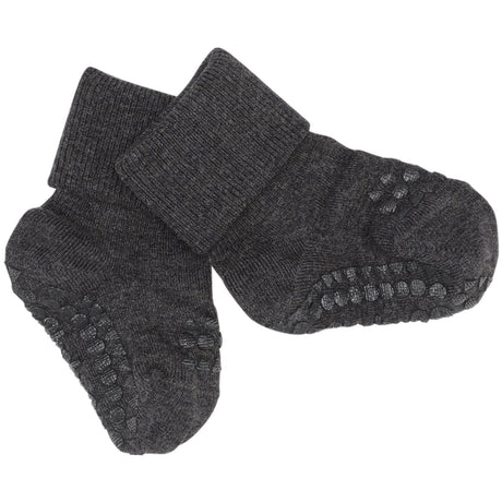 Gobabygo Dark Grey Melange Non-Slip Strømper Bambus