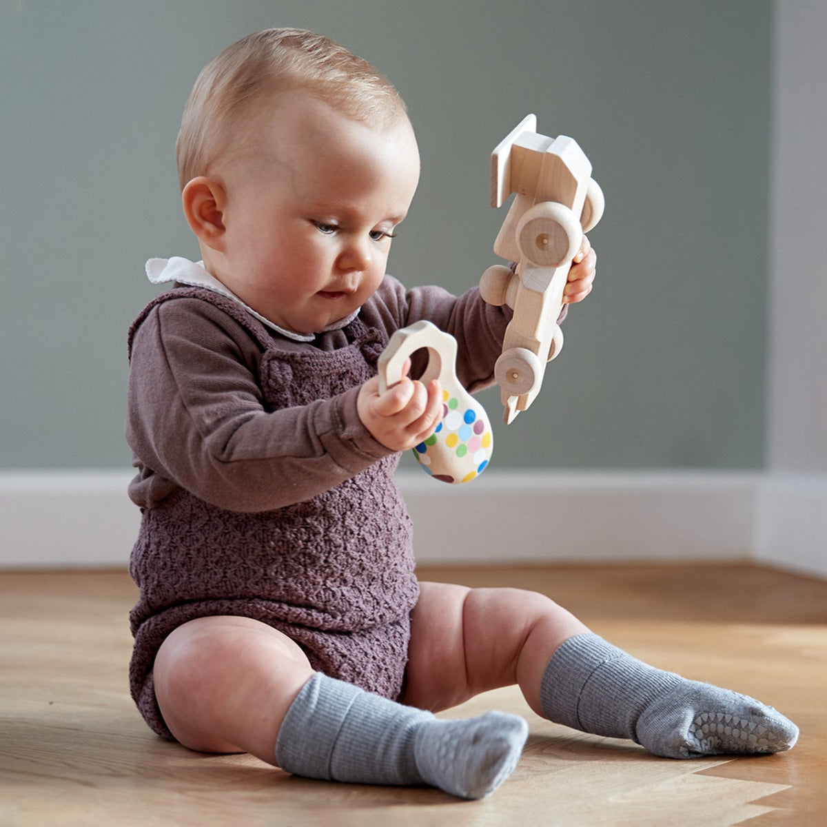 Gobabygo Grey Melange Non-Slip Strømper Bambus