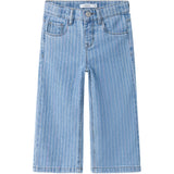 Name It Light Blue Denim Multi Rose Wide Stripe Jeans