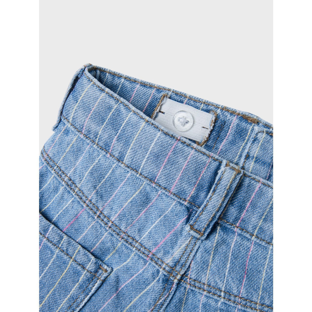 Name It Light Blue Denim Multi Rose Wide Stripe Jeans